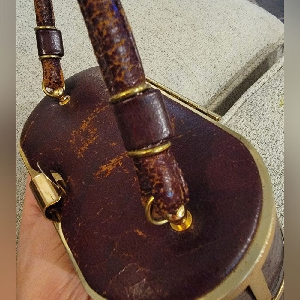 Rare #Vintage #1950s #Etra Brown & Gold Cage #Handbag #Purse - Picture 4 of 9